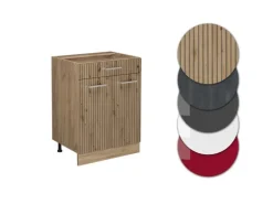 Vicco Küchenunterschrank R-Line Artisan-Eiche/Goldkraft Eiche 60 cm mit Schublade ohne Arbeitsplatte