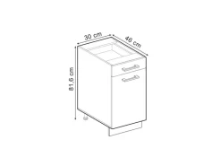 Vicco Küchenunterschrank R-Line Schubladenschrank für die Küche Schwarz Beton 30 cm AP Anthrazit mit Anthrazit Korpus