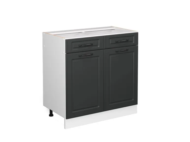 Vicco Küchenunterschrank R-Line Anthrazit Landhaus/Weiß 80 cm ohne Arbeitsplatte