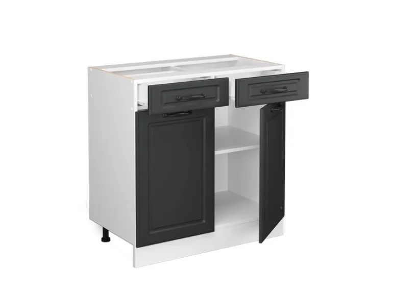 Vicco Küchenunterschrank R-Line Anthrazit Landhaus/Weiß 80 cm ohne Arbeitsplatte