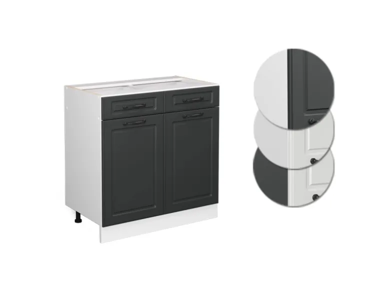 Vicco Küchenunterschrank R-Line Anthrazit Landhaus/Weiß 80 cm ohne Arbeitsplatte