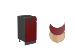 Vicco Küchenunterschrank R-Line Schubladenschrank für die Küche Rot/Anthrazit AP Marmor