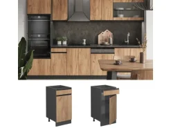 Vicco Küchenunterschrank R-Line Goldkraft Eiche/Anthrazit 40 cm J-Shape ohne Arbeitsplatte