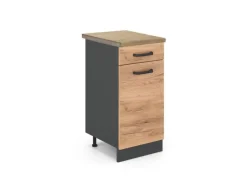 Vicco Küchenunterschrank R-Line Goldkraft Eiche/Anthrazit 40 cm AP Eiche mit Anthrazit Korpus