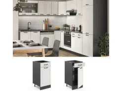 Vicco Küchenunterschrank R-Line Weiß Landhaus/Anthrazit 40 cm AP Marmor