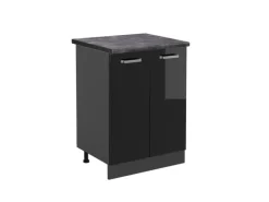 Vicco Küchenunterschrank R-Line Schwarz Hochglanz/Anthrazit 60 cm AP Anthrazit
