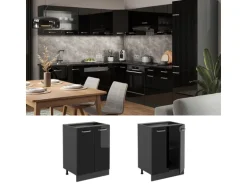 Vicco Küchenunterschrank R-Line Schwarz Hochglanz/Anthrazit 60 cm AP Anthrazit