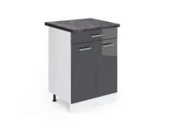 Vicco Küchenunterschrank R-Line Anthrazit Hochglanz/Weiß 60 cm mit Schublade AP Anthrazit