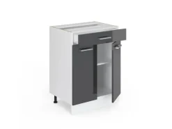 Vicco Küchenunterschrank R-Line Anthrazit Hochglanz/Weiß 60 cm mit Schublade AP Anthrazit