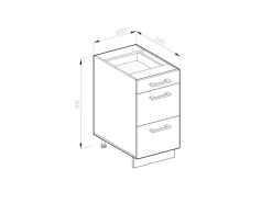 Vicco Küchenunterschrank R-Line Grau/Weiß 60 cm mit Schubladen AP Marmor
