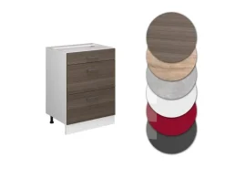 Vicco Küchenunterschrank R-Line Grau/Weiß 60 cm mit Schubladen AP Marmor