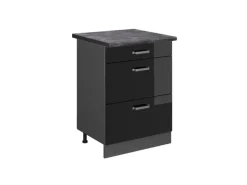 Vicco Küchenunterschrank R-Line Schwarz Hochglanz/Anthrazit 60 cm mit Schubladen AP Anthrazit