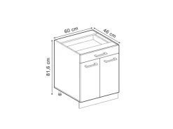 Vicco Küchenunterschrank R-Line Bordeaux Hochglanz/Anthrazit 60 cm mit Schublade ohne Arbeitsplatte