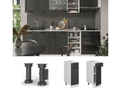 Vicco Küchenunterschrank R-Line Anthrazit Landhaus/Weiß 30 cm ohne Arbeitsplatte