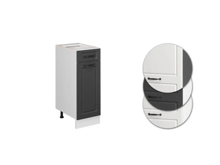 Vicco Küchenunterschrank R-Line Anthrazit Landhaus/Weiß 30 cm ohne Arbeitsplatte