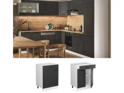 Vicco Küchenunterschrank R-Line Anthrazit Landhaus/Weiß 60 cm mit Schublade ohne Arbeitsplatte