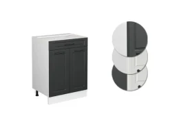 Vicco Küchenunterschrank R-Line Anthrazit Landhaus/Weiß 60 cm mit Schublade ohne Arbeitsplatte