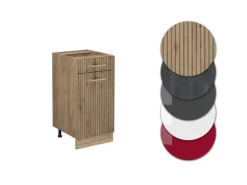 Vicco Küchenunterschrank R-Line Artisan-Eiche/Goldkraft Eiche 40 cm AP Marmor mit Goldkraft Eiche Korpus