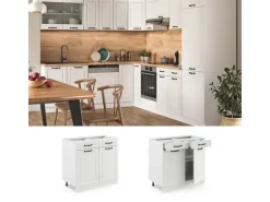 Vicco Küchenunterschrank R-Line Weiß Landhaus/Weiß 80 cm ohne Arbeitsplatte
