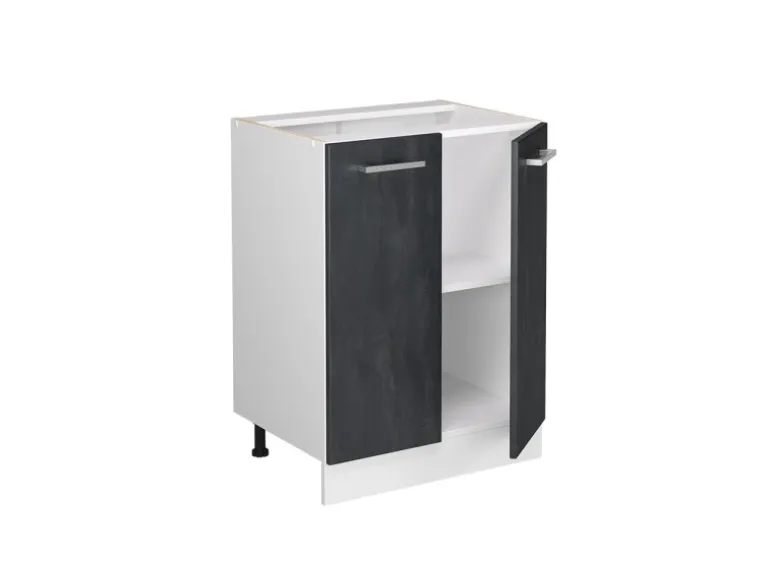 Vicco Küchenunterschrank R-Line Schwarz Beton/Weiß 60 cm AP Anthrazit