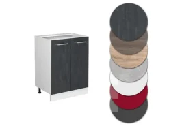 Vicco Küchenunterschrank R-Line Schwarz Beton/Weiß 60 cm AP Anthrazit