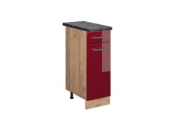 Vicco Küchenunterschrank R-Line Bordeaux Hochglanz/Goldkraft Eiche 30 cm AP Anthrazit