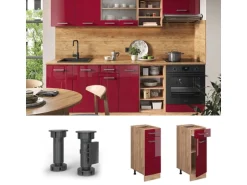 Vicco Küchenunterschrank R-Line Bordeaux Hochglanz/Goldkraft Eiche 30 cm AP Anthrazit