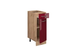 Vicco Küchenunterschrank R-Line Bordeaux Hochglanz/Goldkraft Eiche 30 cm AP Anthrazit