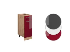 Vicco Küchenunterschrank R-Line Bordeaux Hochglanz/Goldkraft Eiche 30 cm AP Anthrazit