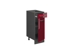 Vicco Küchenunterschrank R-Line Bordeaux Hochglanz/Anthrazit 30 cm AP Eiche