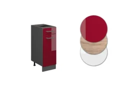 Vicco Küchenunterschrank R-Line Bordeaux Hochglanz/Anthrazit 30 cm AP Eiche