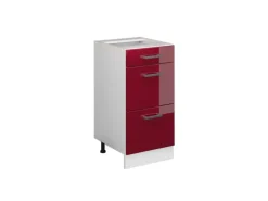 Vicco Küchenunterschrank R-Line Bordeaux Hochglanz/Weiß 40 cm mit Schubladen ohne Arbeitsplatte
