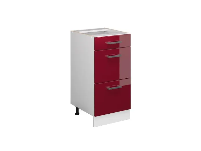 Vicco Küchenunterschrank R-Line Bordeaux Hochglanz/Weiß 40 cm mit Schubladen ohne Arbeitsplatte
