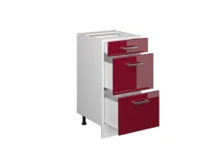 Vicco Küchenunterschrank R-Line Bordeaux Hochglanz/Weiß 40 cm mit Schubladen ohne Arbeitsplatte