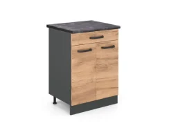 Vicco Küchenunterschrank R-Line Goldkraft Eiche/Anthrazit 60 cm AP Anthrazit mit Anthrazit Korpus