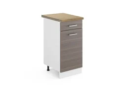 Vicco Küchenunterschrank R-Line Schubladenschrank für die Küche Grau/Weiß 40 cm AP Eiche