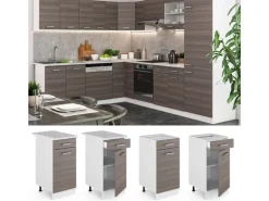 Vicco Küchenunterschrank R-Line Schubladenschrank für die Küche Grau/Weiß 40 cm AP Eiche