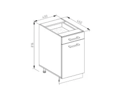 Vicco Küchenunterschrank R-Line Schubladenschrank für die Küche Grau/Weiß 40 cm AP Eiche