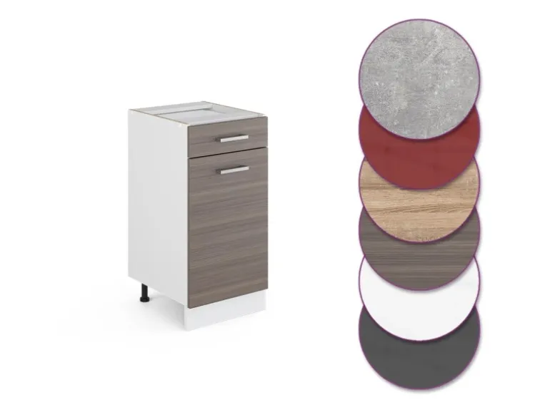 Vicco Küchenunterschrank R-Line Schubladenschrank für die Küche Grau/Weiß 40 cm AP Eiche