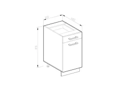 Vicco Küchenunterschrank R-Line Goldkraft Eiche/Anthrazit 30 cm J-Shape ohne Arbeitsplatte