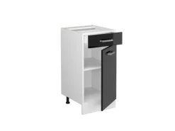 Vicco Küchenunterschrank R-Line Schwarz Hochglanz/Weiß 40 cm AP Eiche