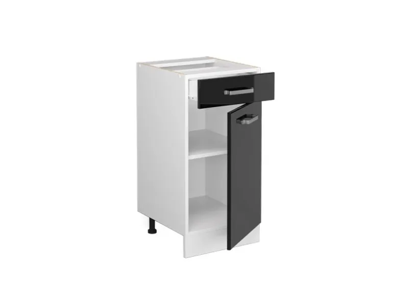 Vicco Küchenunterschrank R-Line Schwarz Hochglanz/Weiß 40 cm AP Eiche