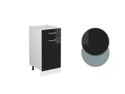 Vicco Küchenunterschrank R-Line Schwarz Hochglanz/Weiß 40 cm AP Eiche