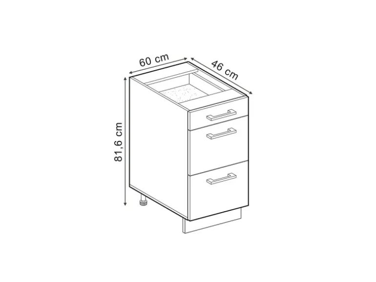 Vicco Küchenunterschrank R-Line Bordeaux Hochglanz/Anthrazit 60 cm mit Schubladen ohne Arbeitsplatte