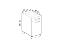 Vicco Küchenunterschrank R-Line Schubladenschrank für die Küche Schwarz Beton 40 cm AP Eiche mit Goldkraft Eiche Korpus