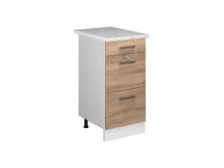 Vicco Küchenunterschrank R-Line Sonoma/Weiß 40 cm mit Schubladen AP Marmor
