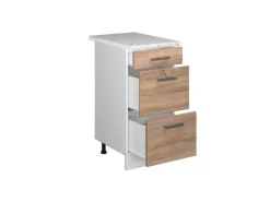 Vicco Küchenunterschrank R-Line Sonoma/Weiß 40 cm mit Schubladen AP Marmor