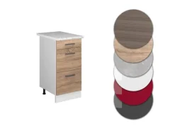 Vicco Küchenunterschrank R-Line Sonoma/Weiß 40 cm mit Schubladen AP Marmor