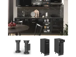 Vicco Küchenunterschrank R-Line Schwarz Hochglanz/Anthrazit 30 cm AP Eiche