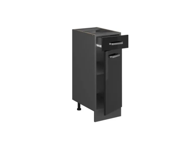 Vicco Küchenunterschrank R-Line Schwarz Hochglanz/Anthrazit 30 cm AP Eiche